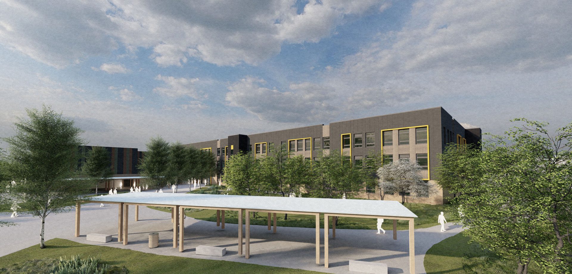 CGI image of School Building Copyright of Bowmer and Kirkland Limited.