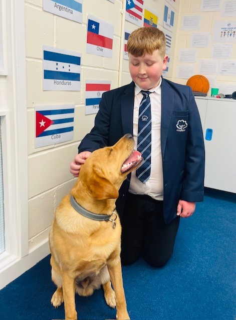 Therapy Dog Gus - Working with our students